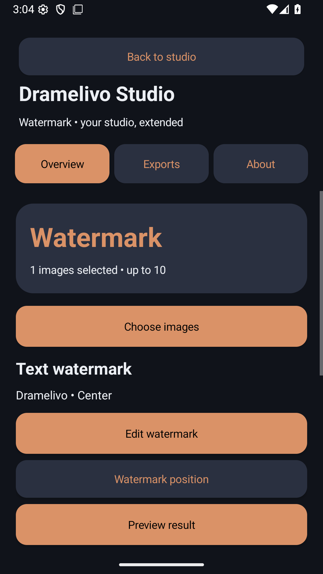 Dramelivo Studio app screen
